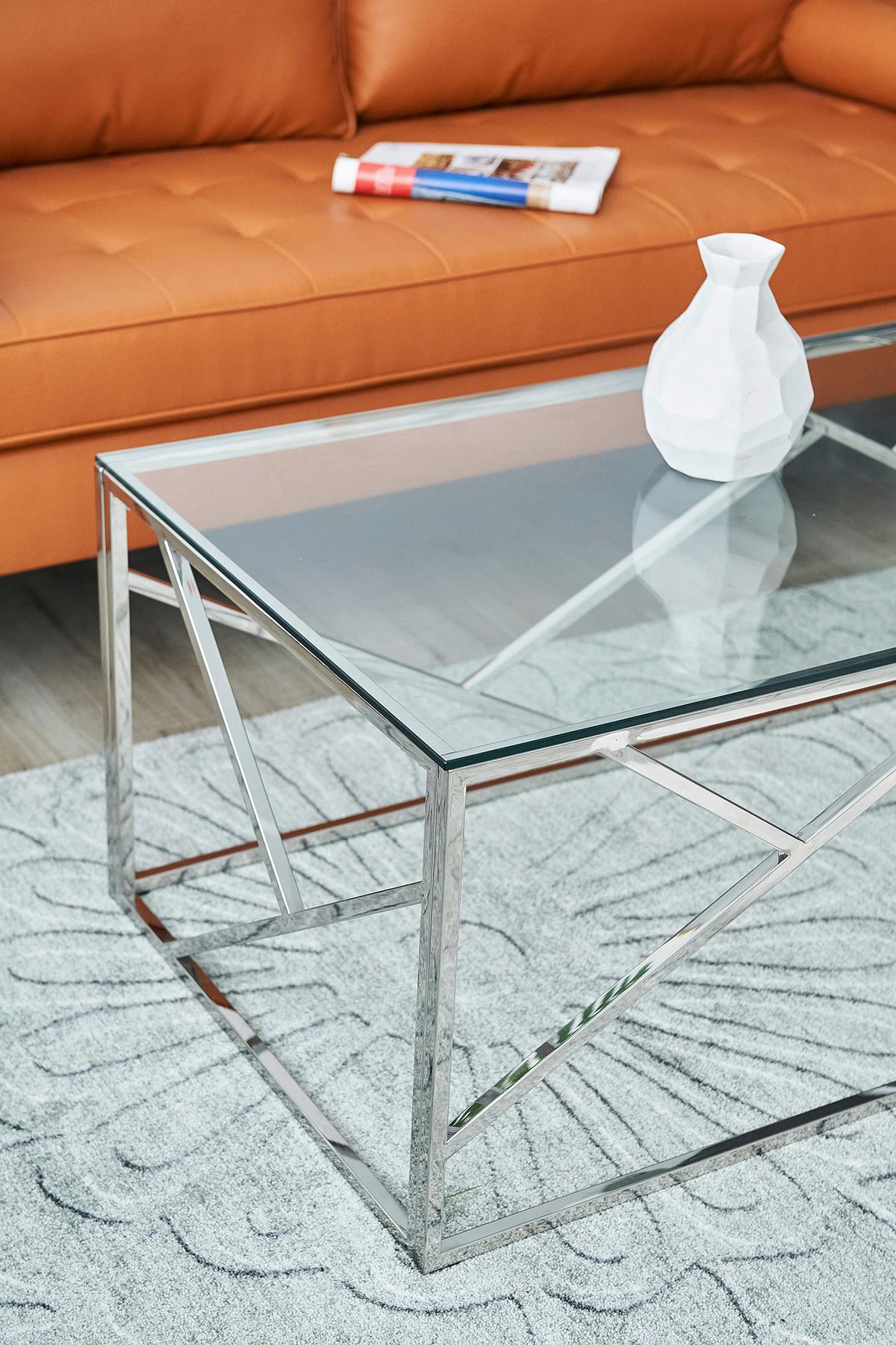 Klubska Miza Steel, Srebrna - srebrne barve/prozorno, Design, kovina/steklo (120/60/45cm) - Livetastic