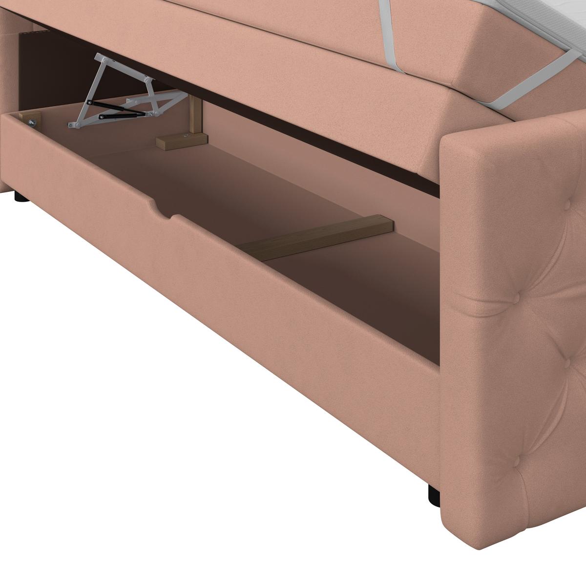 Boxspring Krevet Elio - bež/prljavo ružičasta, Romantično / ladanjski, tekstil/plastika (140/200cm) - Modern Living