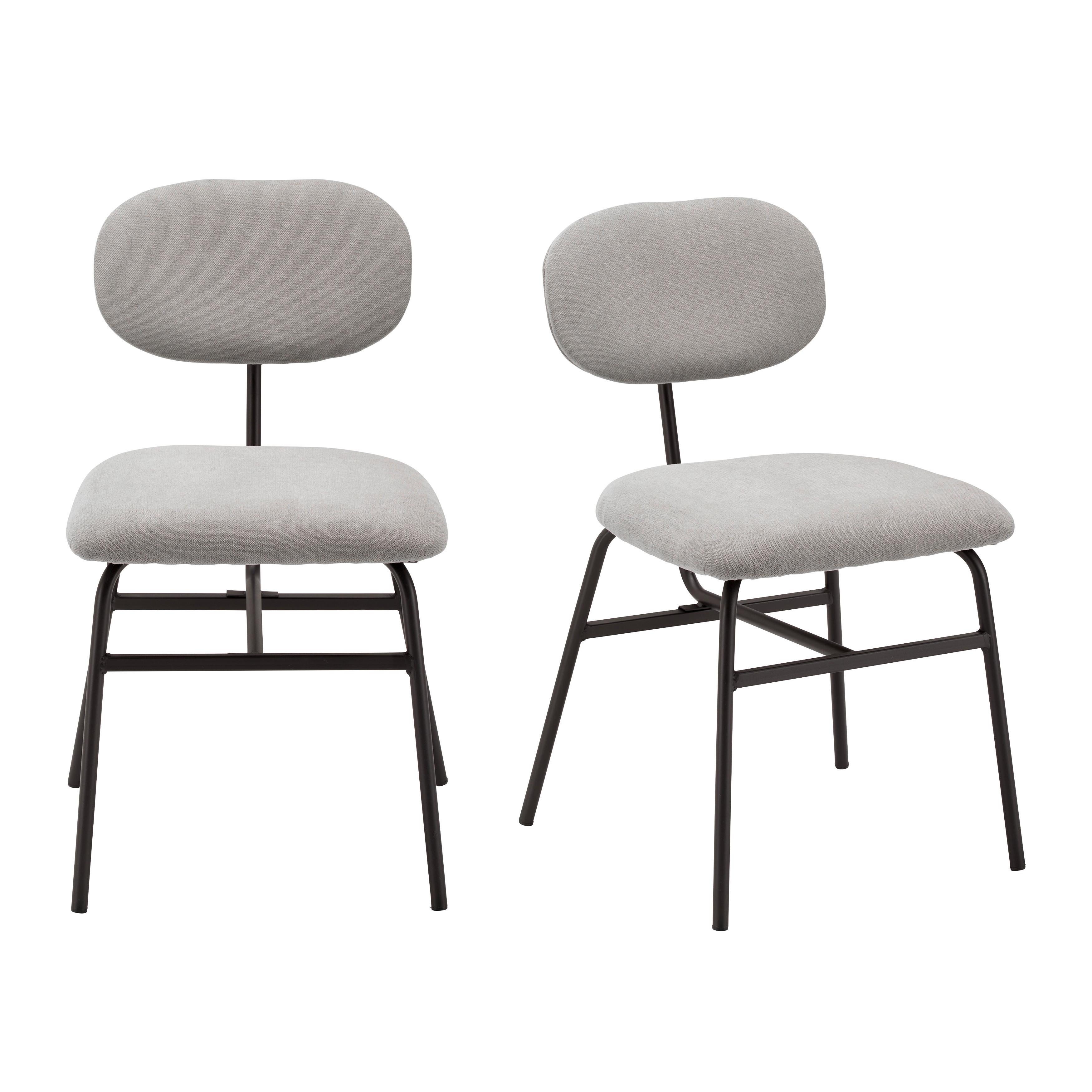 ZESTAW KRZESEŁ PINO - jasnoszary/czarny, Modern, metal/tkanina (46/80/55cm) - Bessagi Home