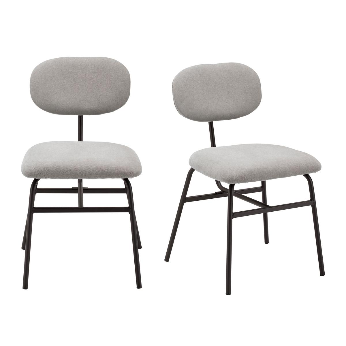 ZESTAW KRZESEŁ PINO - jasnoszary/czarny, Modern, metal/tkanina (46/80/55cm) - Bessagi Home