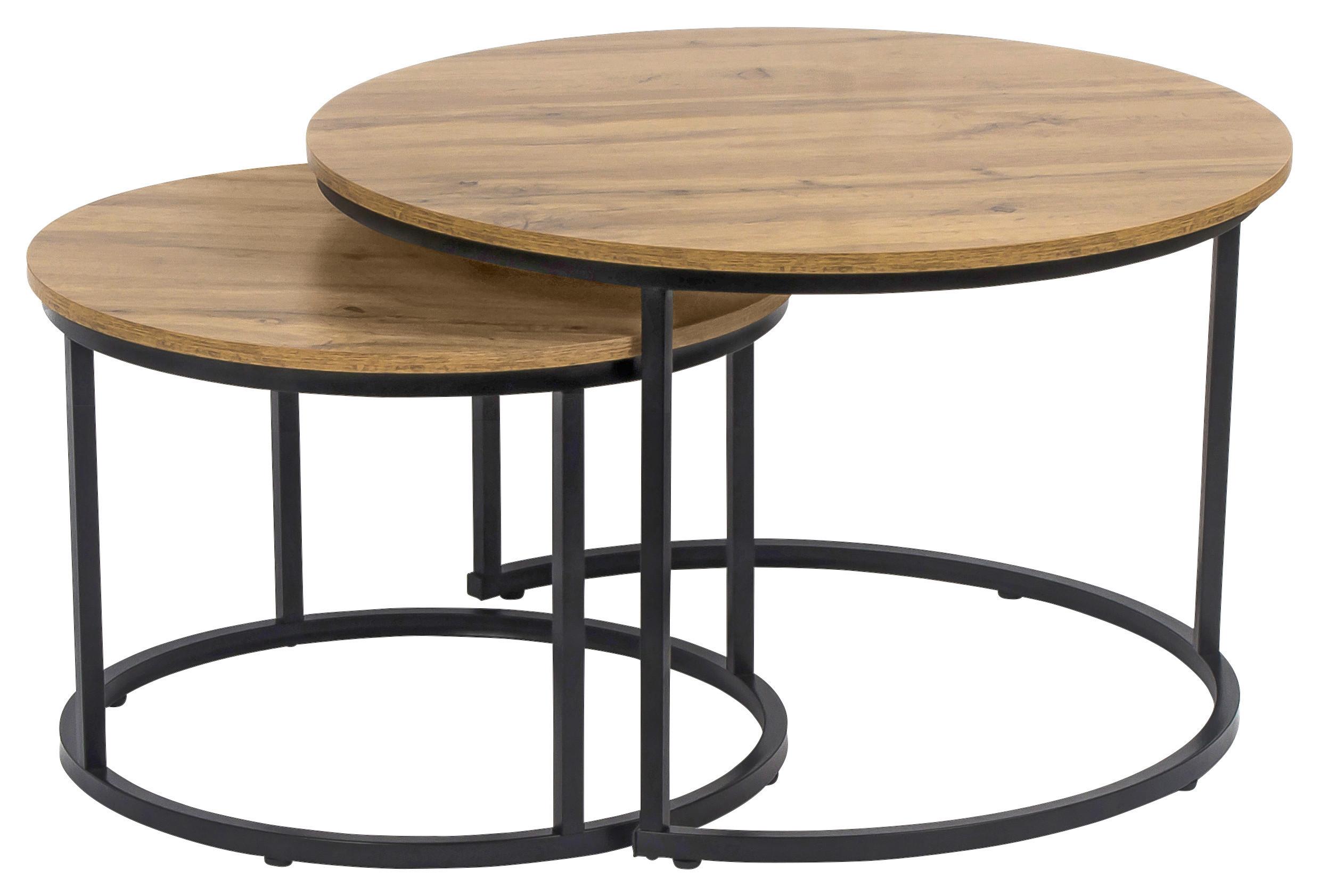 Set Stolića 2/1 Duo - prirodne boje/crna, Moderno, drvni materijal/metal (53-43/45-35cm) - Modern Living