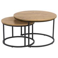 Masă auxiliară DUO - culoare natur/negru, Modern, metal/material pe bază de lemn (53-43/45-35cm) - Modern Living