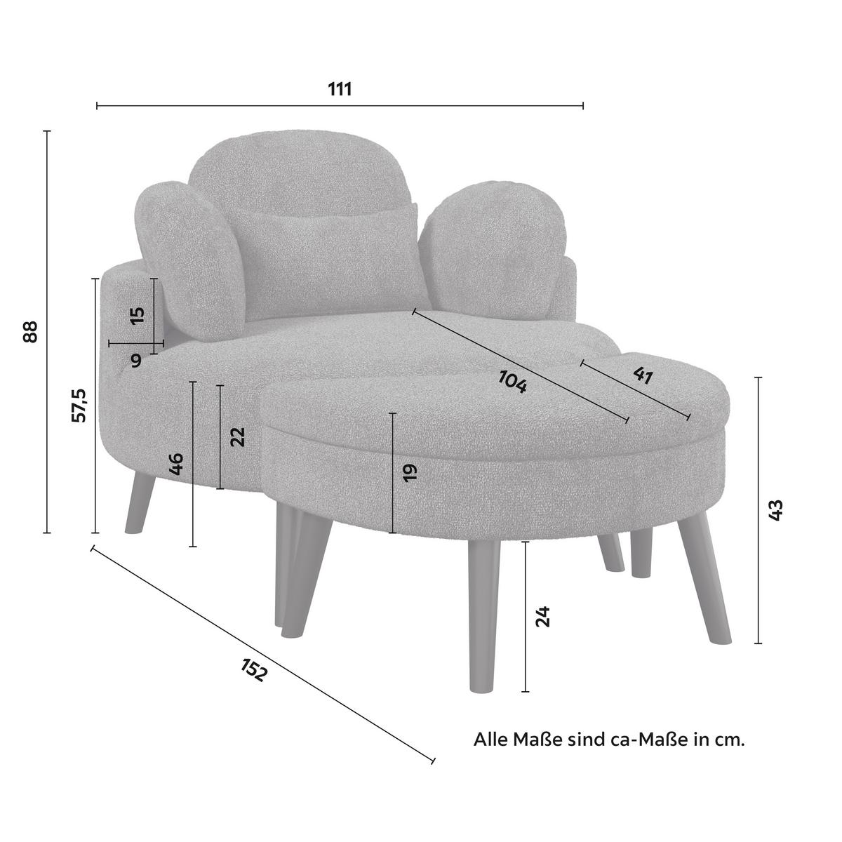 Fotelj Bianca, Rjava - naravne barve/rjava, Moderno, tekstil/les (111/69/152cm) - Bessagi Home