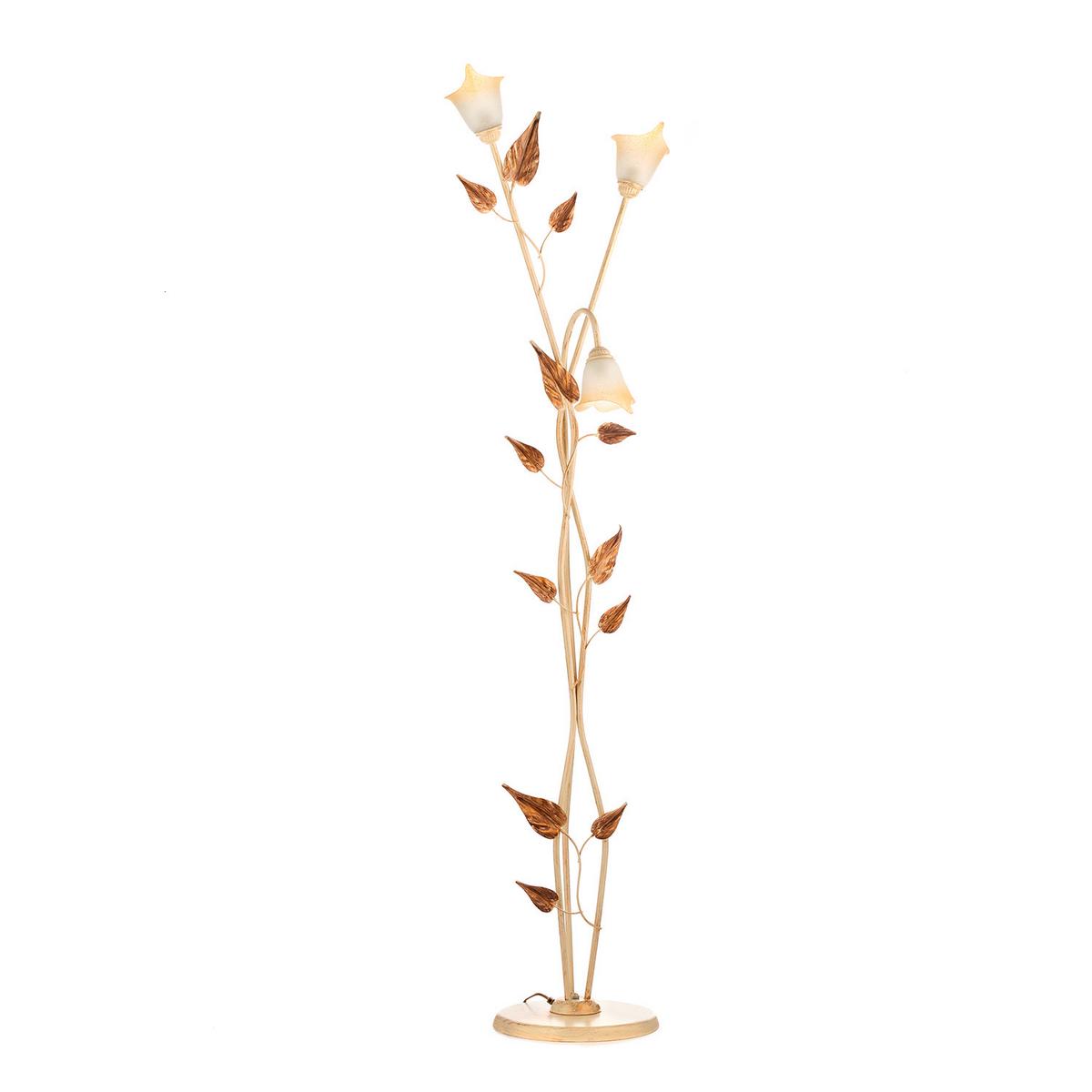 Stehleuchte Vanda Weiß/Beige max. 6 Watt - Beige/Weiß, ROMANTIK / LANDHAUS, Glas/Metall (55/55/175cm)