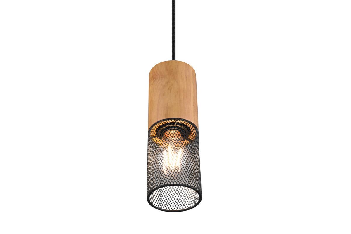 Schienensystem-Hängeleuchte Duoline-Tosh max. 25 Watt - Schwarz, Natur, Holz/Metall (8,0/180cm) - Trio Leuchten