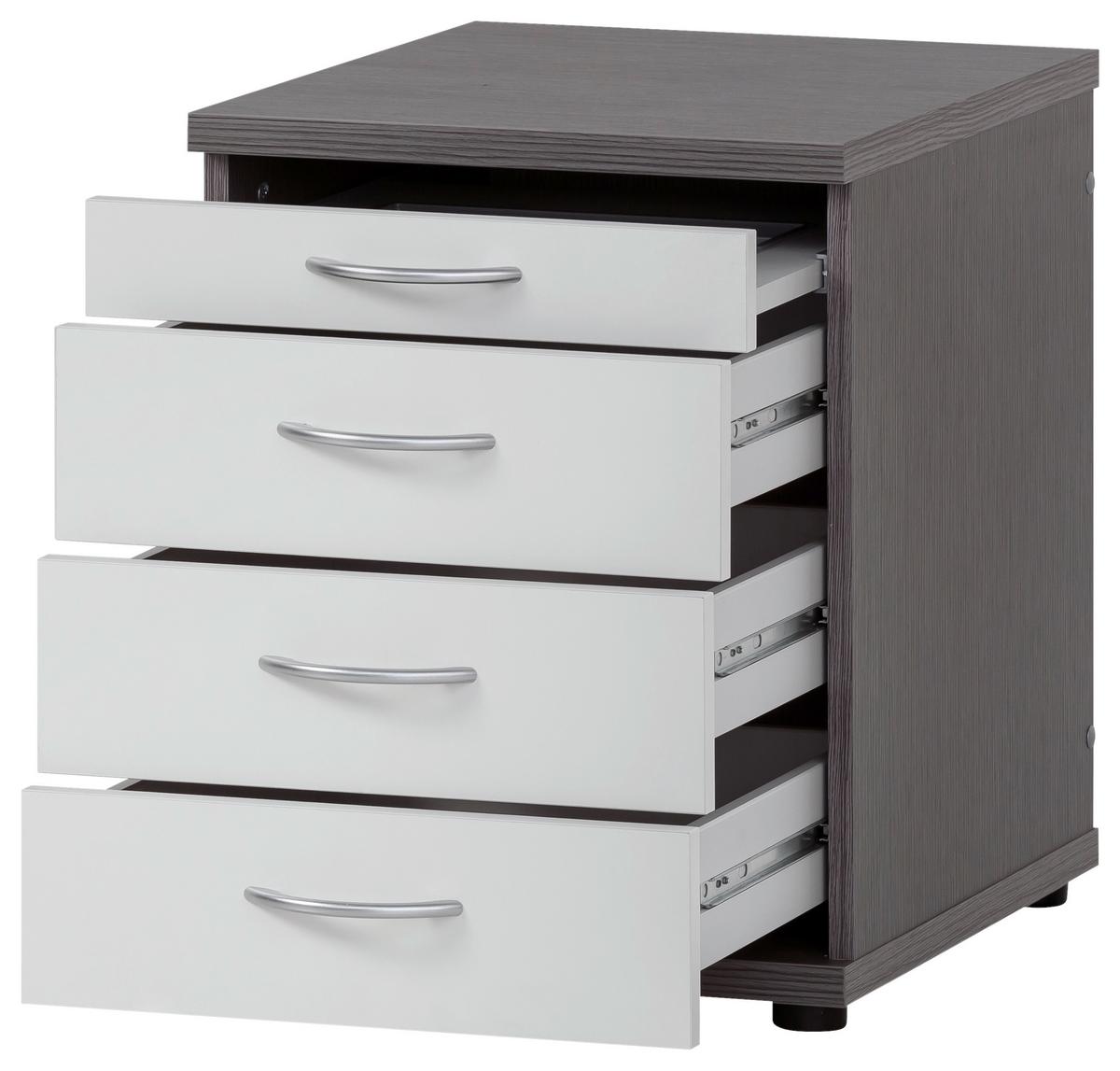 Container Serie 4000 Grau/Weiß - Silberfarben/Schwarz, MODERN, Holzwerkstoff/Kunststoff (41,6/53,4/50cm) - MID.YOU