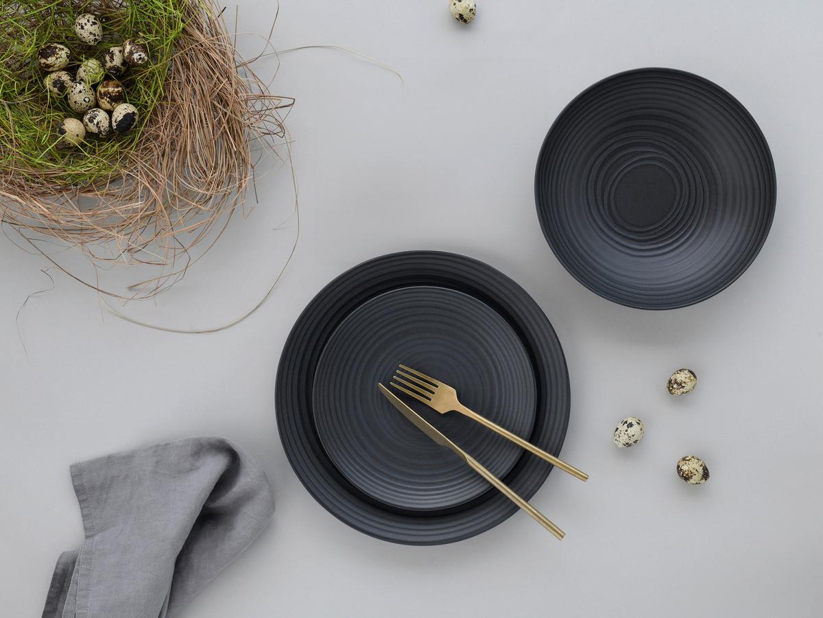 Jedilni Servis Lava Stone Black, 18-Delni - črna, Design, keramika - Creatable