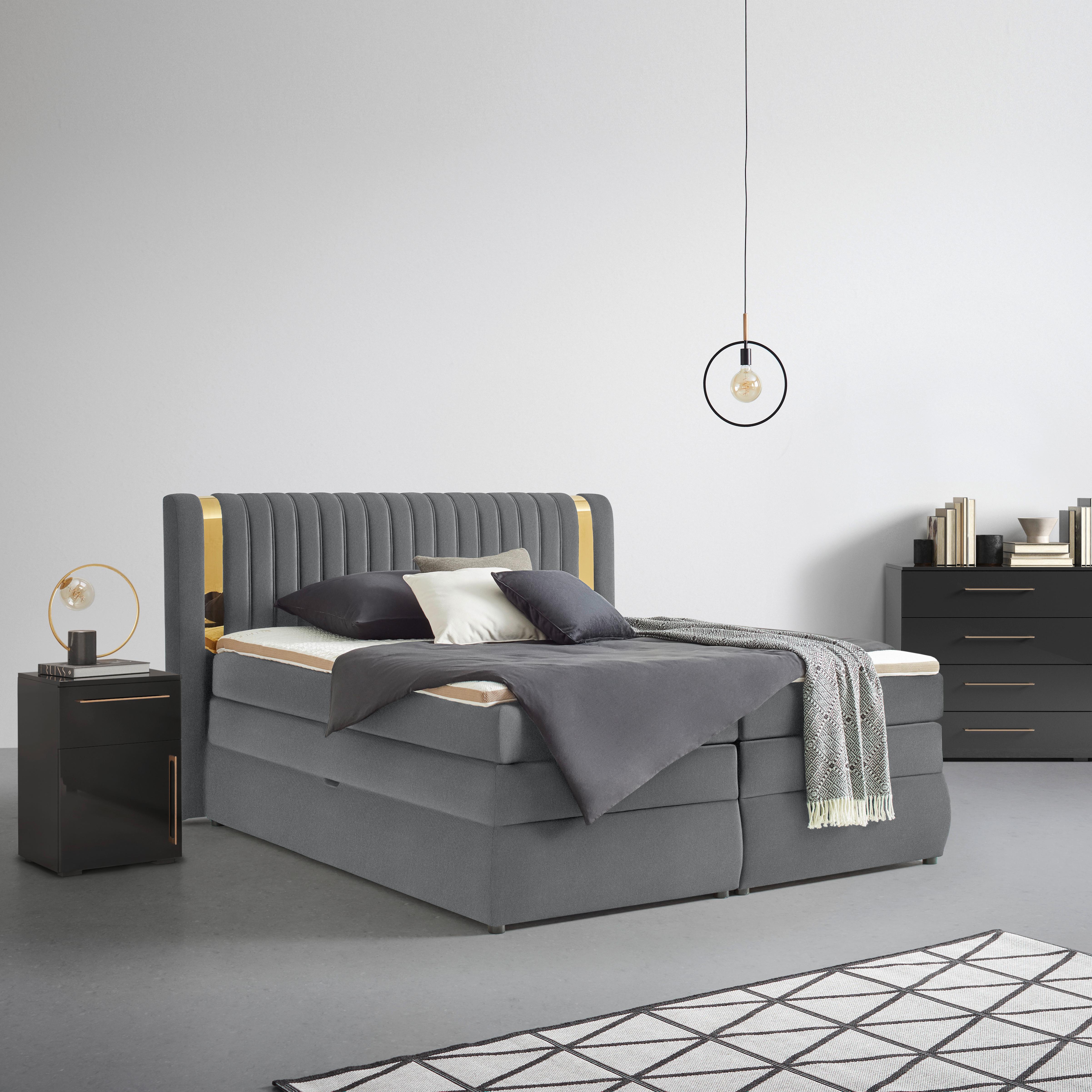 PAT BOXSPRING MINOLA GOLD EXKLUZIV - antracit, Konventionell, textil (160/200cm) - Premium Living