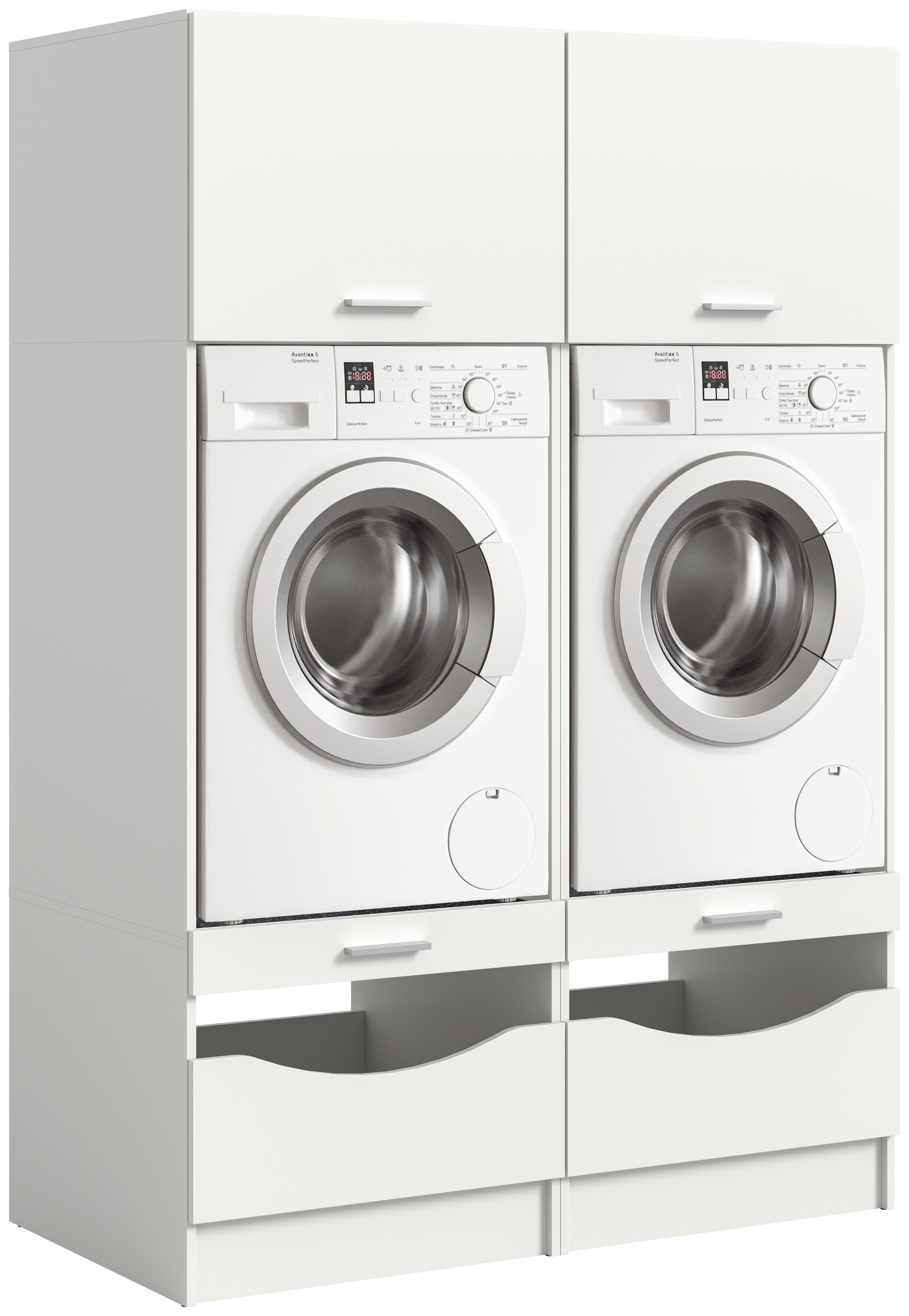 Omara Za Pralni In Sušilni Stroj Free, Bela - bela, Basics, leseni material (133/195/68cm) - MID.YOU