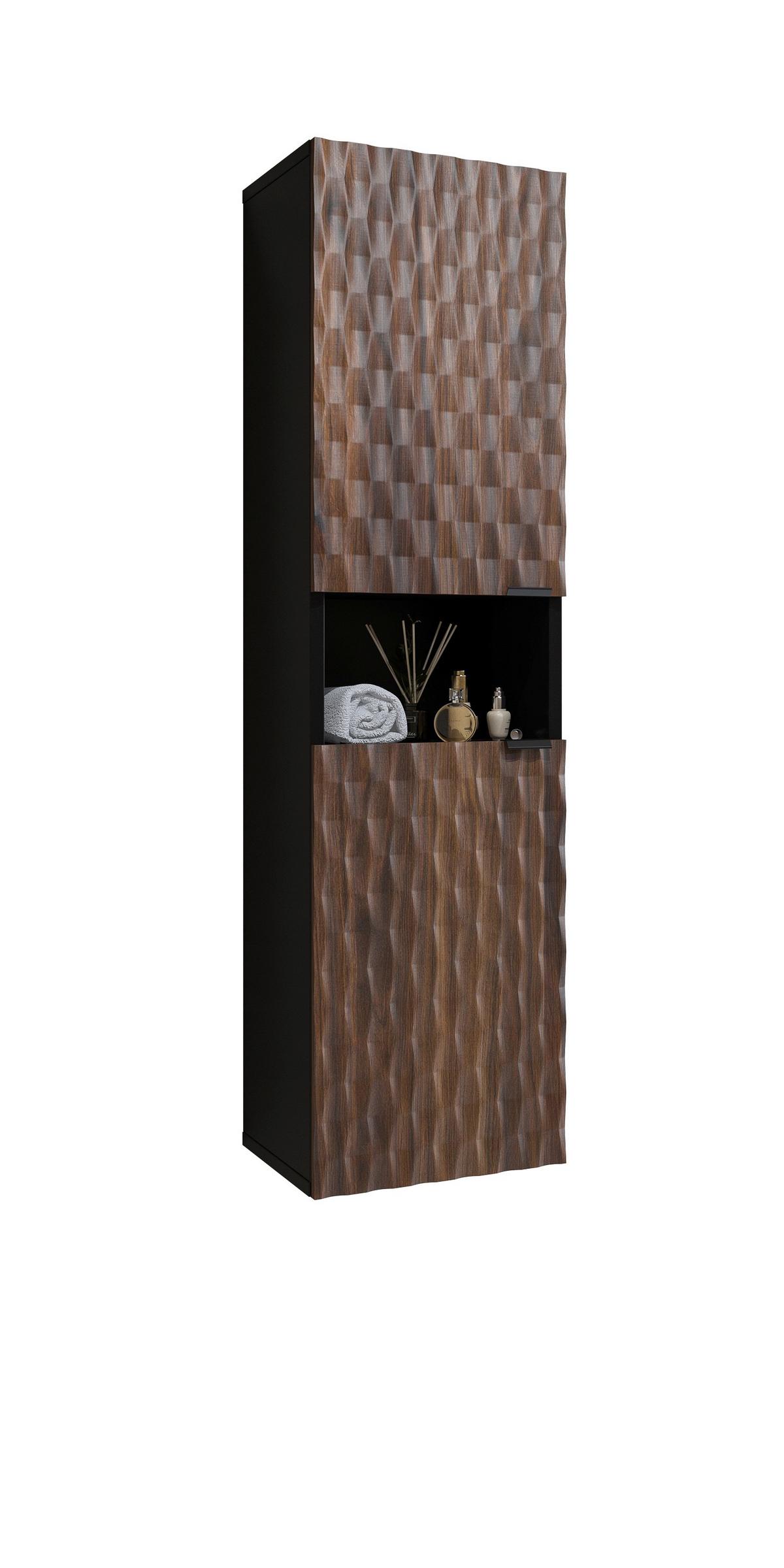 Faliszekrény Enzo - barna/fekete, Modern, műanyag/faalapú anyag (33/133/35cm)