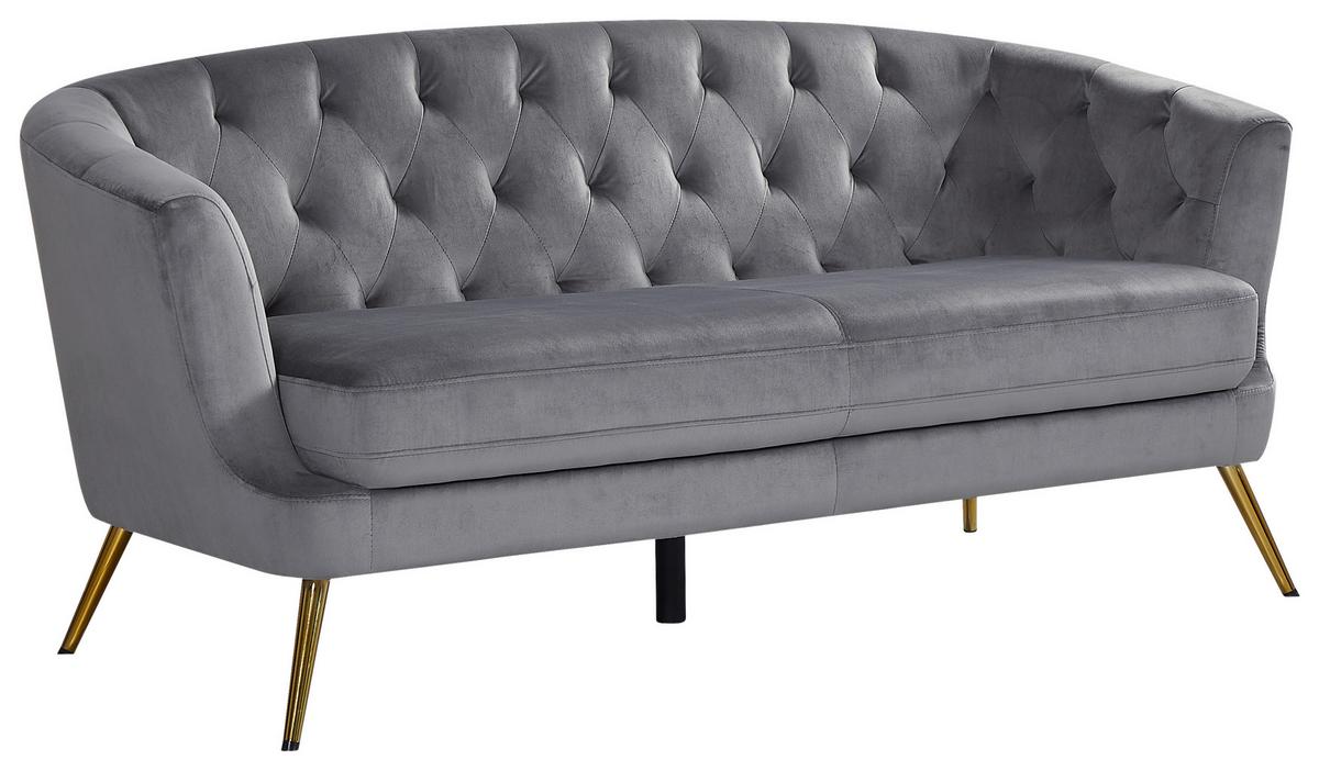 Dvosed Lita, Siva, Žamet - zlate barve/siva, Moderno, kovina/tekstil (150/78/83cm) - Ti'me