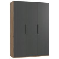 Drehtürenschrank Level 36A ca. 150x216x58cm Graphitfarben - Chromfarben/Eichefarben, MODERN, Holzwerkstoff (150/216/58cm) - MID.YOU