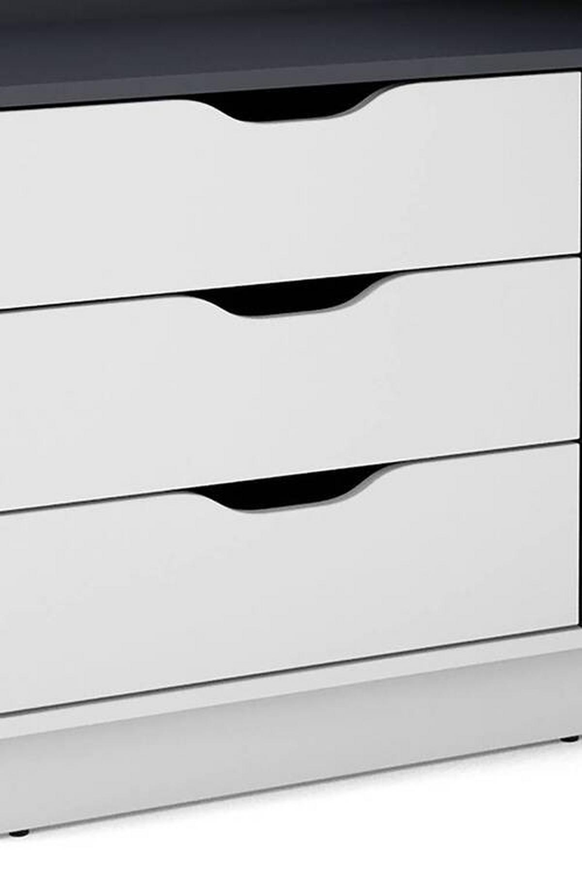 Eckschreibtisch Belfast Schwarz/Weiß ca. 129x105x84cm - Schwarz/Weiß, LIFESTYLE, Holzwerkstoff (129/105/84cm) - MID.YOU