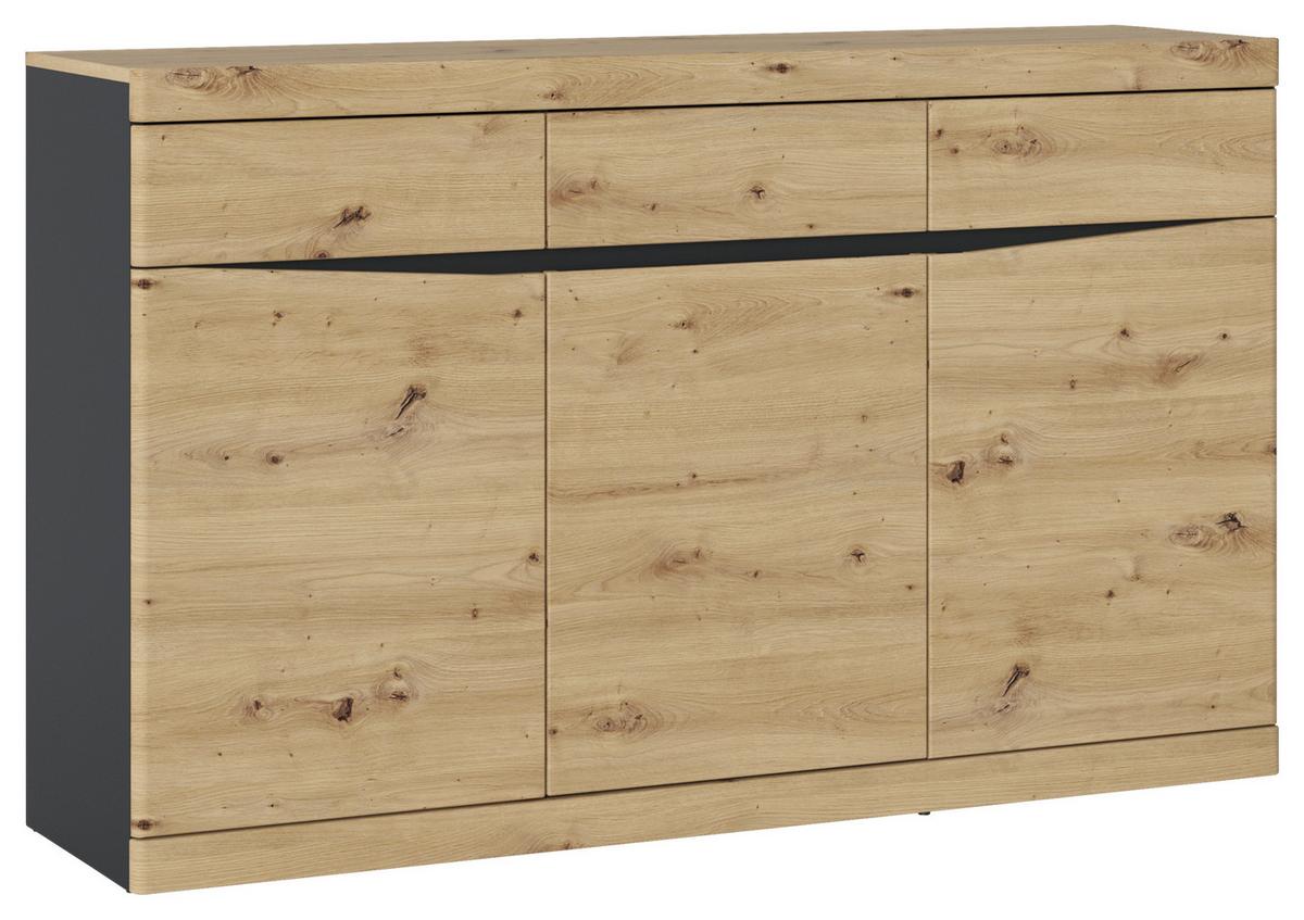 Komoda Turino, Barva Hrasta, Antracit - antracit/hrast artisan, Trend, umetna masa/leseni material (150/92,1/39,9cm)