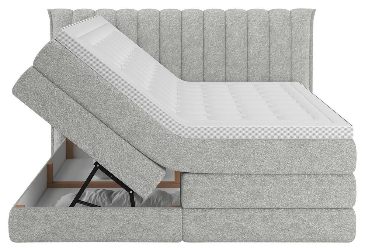 Boxspringbett Lina Hellgrau ca. 200x200cm - Hellgrau, KONVENTIONELL, Holz/Holzwerkstoff (200/200cm) - Premium Living