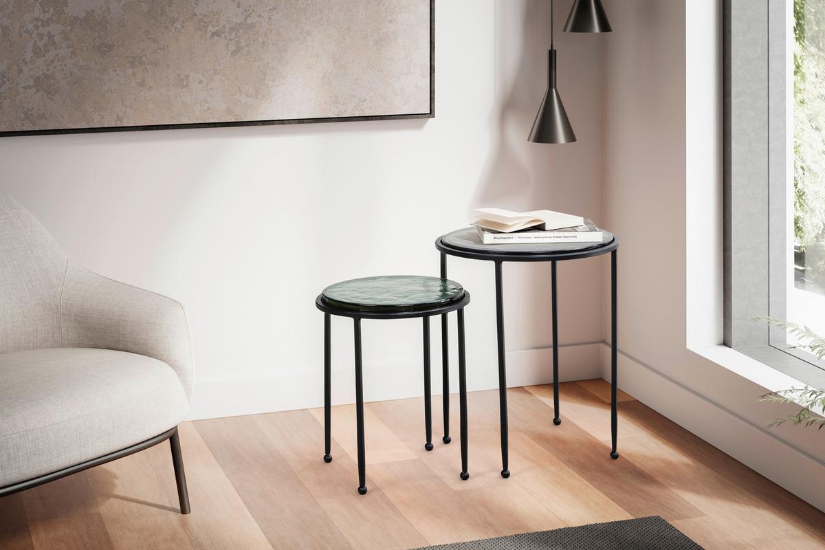 SATZTISCH WL7.129 - Schwarz/Grün, Design, Glas/Metall - MID.YOU