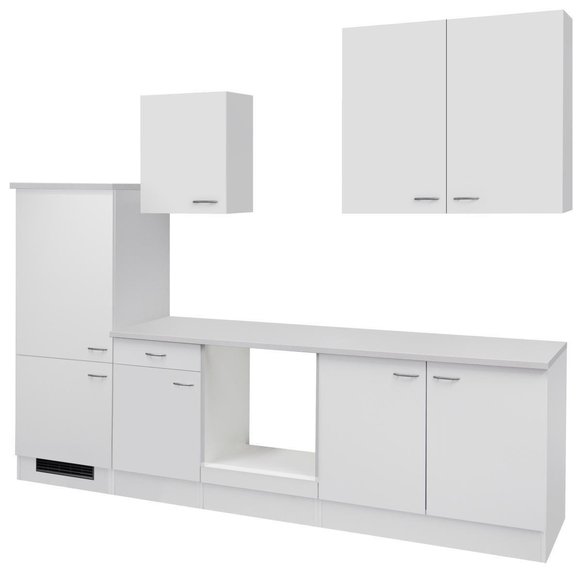 Küchenleerblock Wito B: ca. 270cm Weiß - Edelstahlfarben/Hellgrau, KONVENTIONELL, Holzwerkstoff/Kunststoff (270cm) - FlexWell