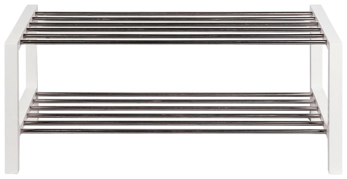 REGAŁ NA BUTY MARINA - kolor stalowy/biały, Basics, materiał drewnopochodny/metal (81/34/34cm) - Carryhome