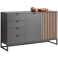 KOMODA SZEROKA PHIL -EXKLUSIV- - czarny/kolor grafitowy, Modern, materiał drewnopochodny/metal (141,4/85,4/40cm) - Voleo