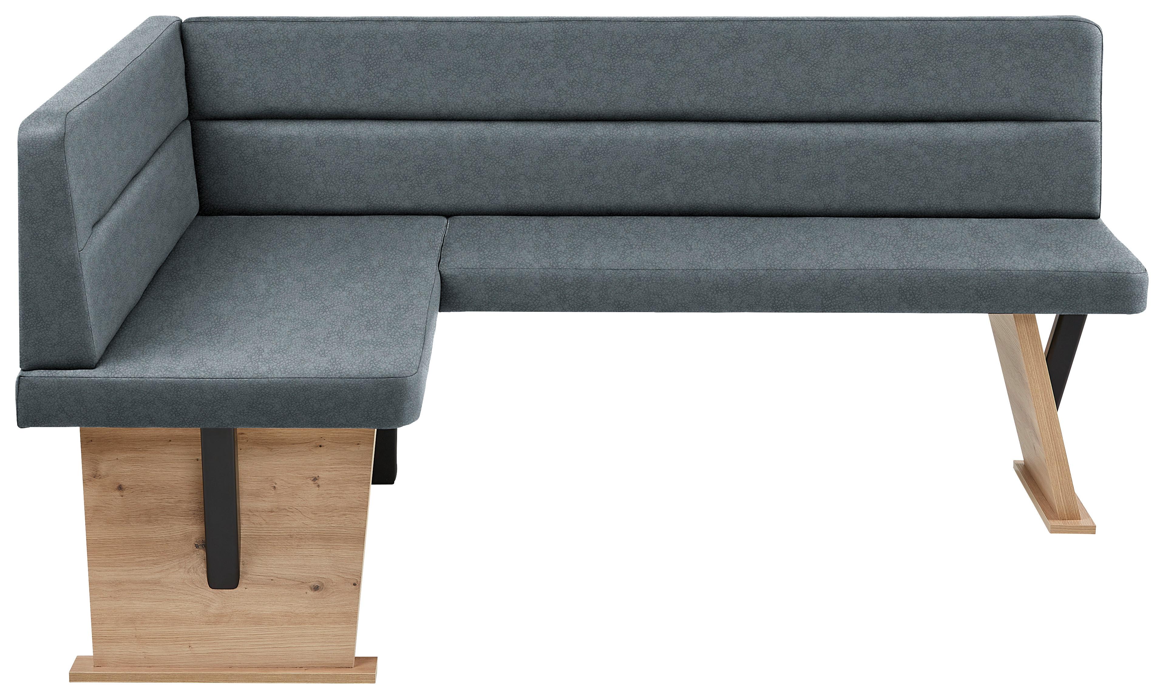 Eckbank Solar in Anthrazit Lederlook - Anthrazit/Eiche Artisan, Basics, Holz/Textil (141/85/181cm) - Based