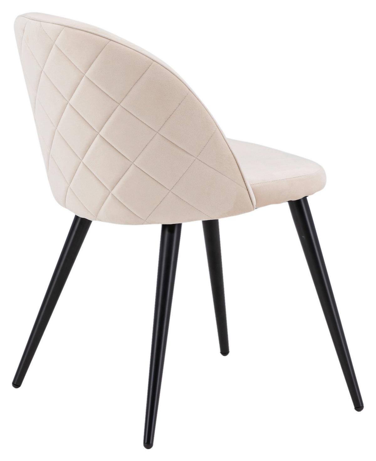 STUHL-SET VELVET - Beige/Schwarz, Design, Textil/Metall (50/76,5/57cm) - Livetastic