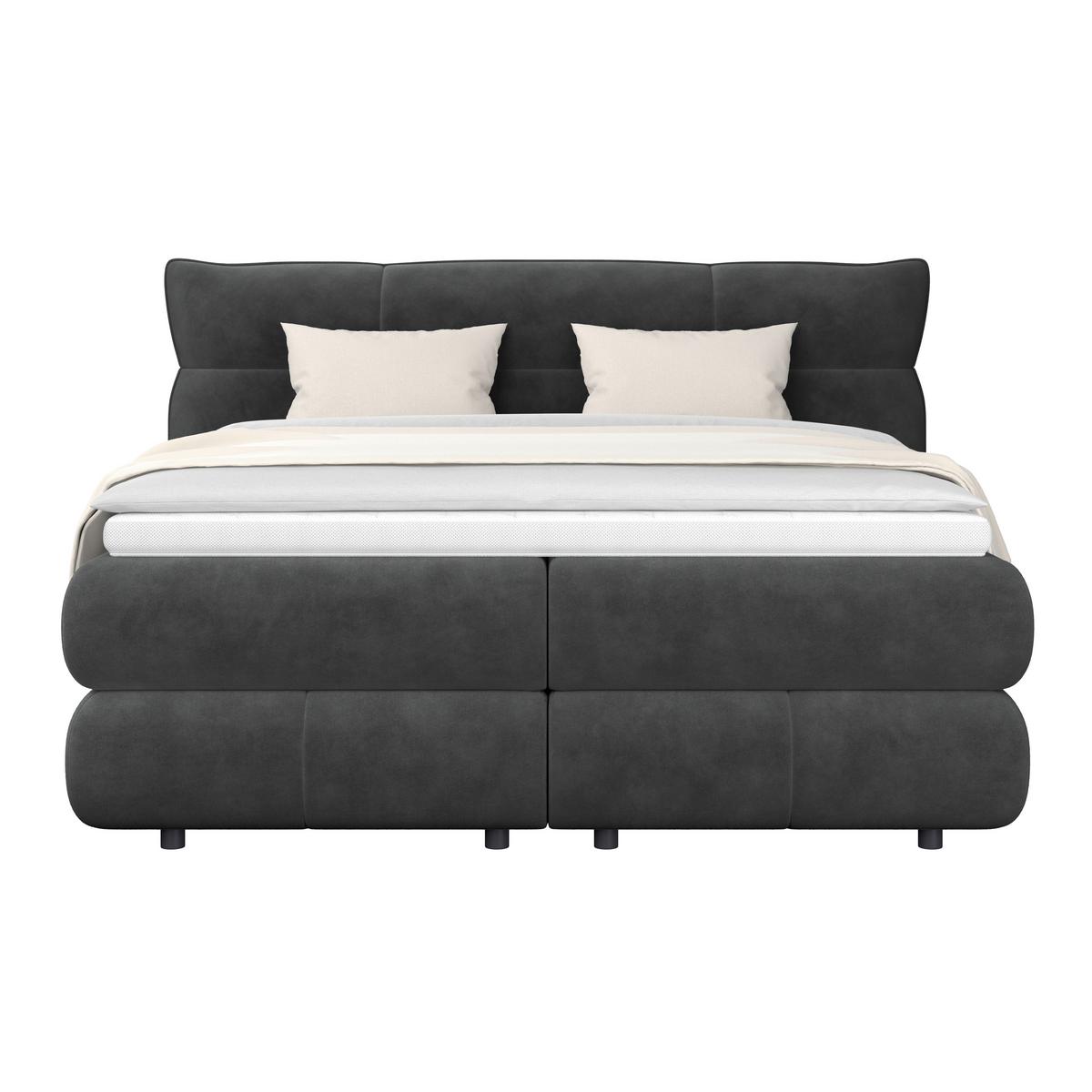 Boxspring Krevet Carmelo - crna, Trend, tekstil/plastika (160/200cm) - Premium Living