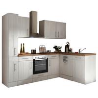 Küchenleerblock Anton ohne Geräte Weiß/Eiche - Wildeiche/Edelstahlfarben, Basics, Holzwerkstoff/Metall (250/172cm) - Respekta