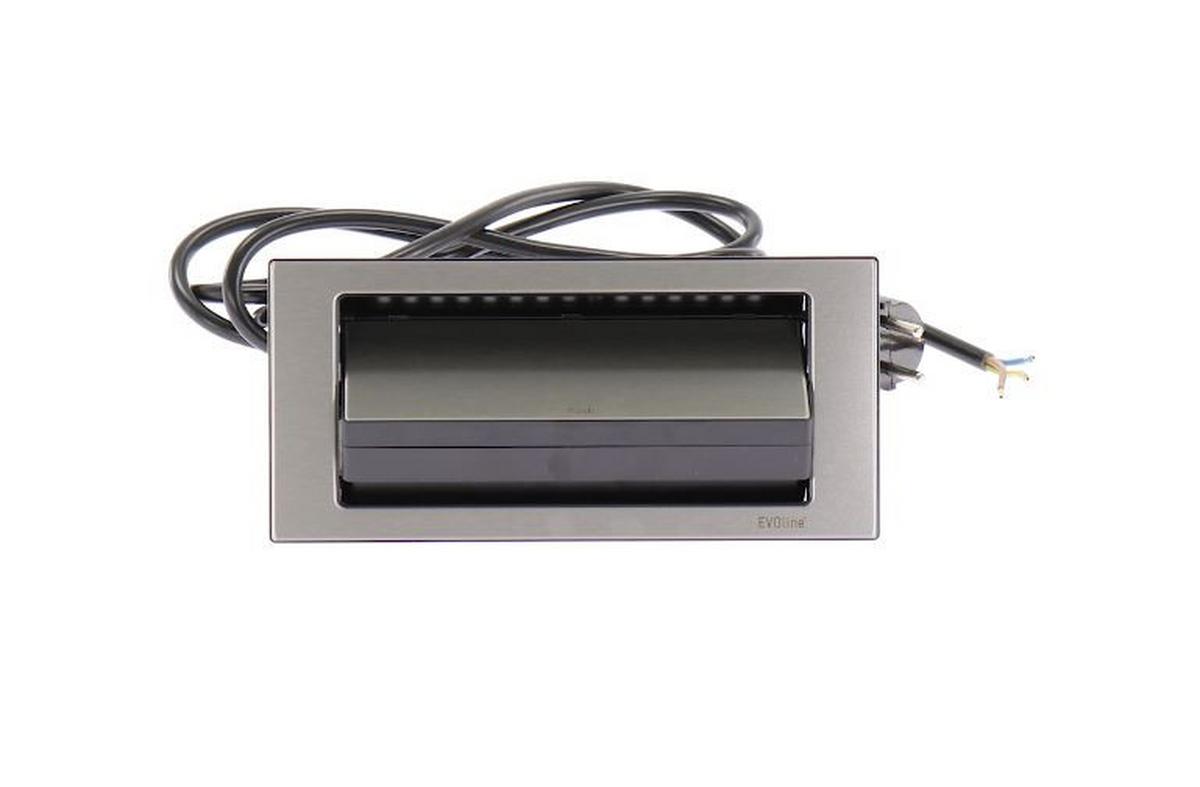 Steckdosenelement Evoline BackFlip Edelstahl - Edelstahlfarben/Schwarz, Kunststoff/Metall (22,5/2,6/10,5cm)