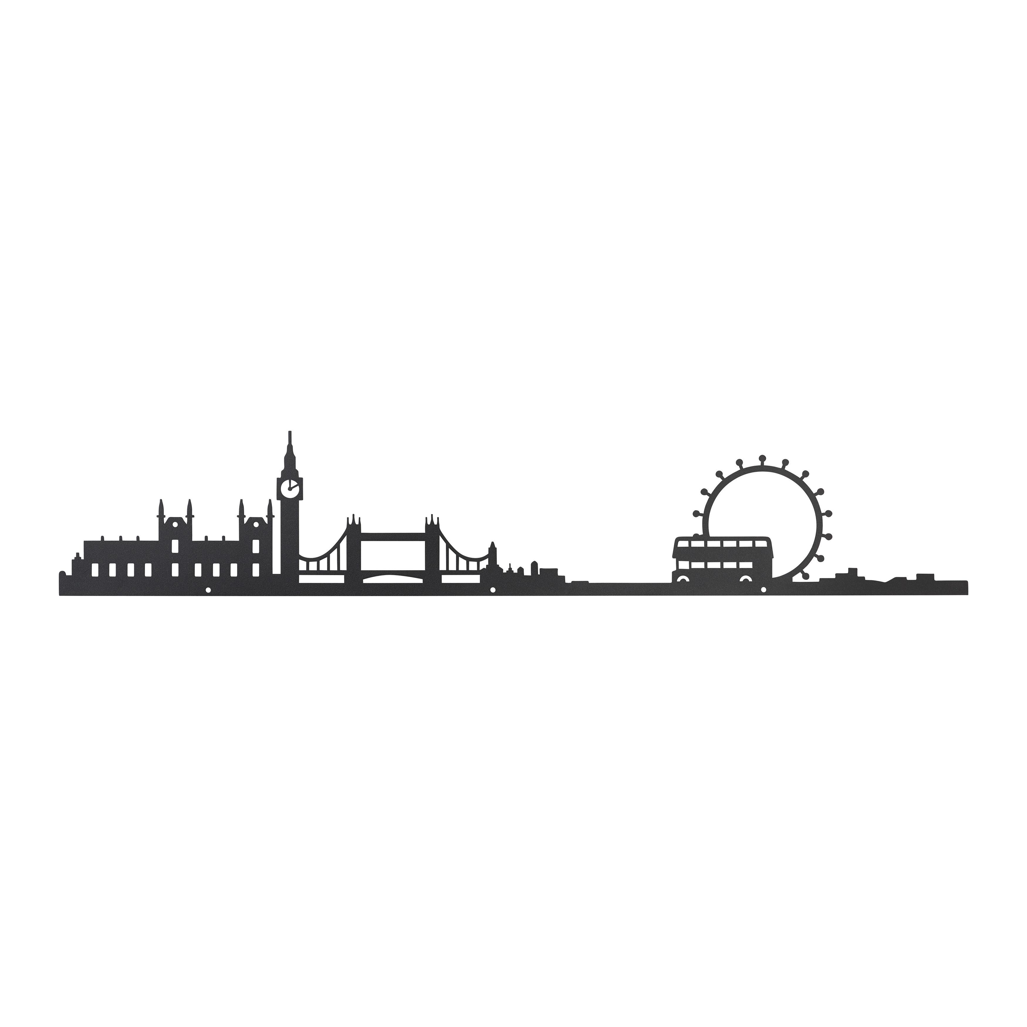 Wanddeko Skyline Schwarz - Schwarz, Konventionell, Metall (55/10cm) - Modern Living