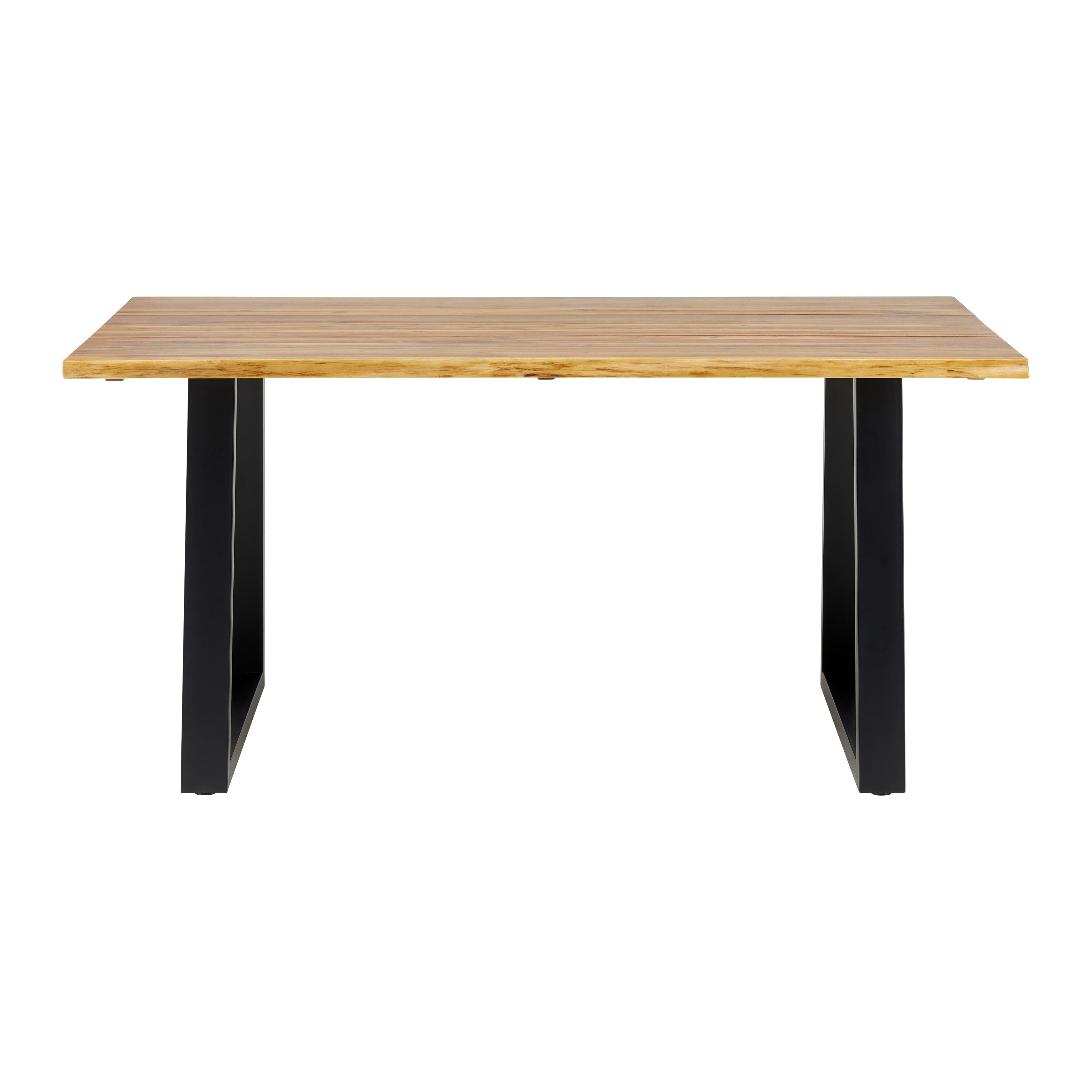 Esstisch Massivholz "Francesco", ca. 160x85 cm - Schwarz/Akaziefarben, MODERN, Holz/Metall (160/85/75cm) - Bessagi Home