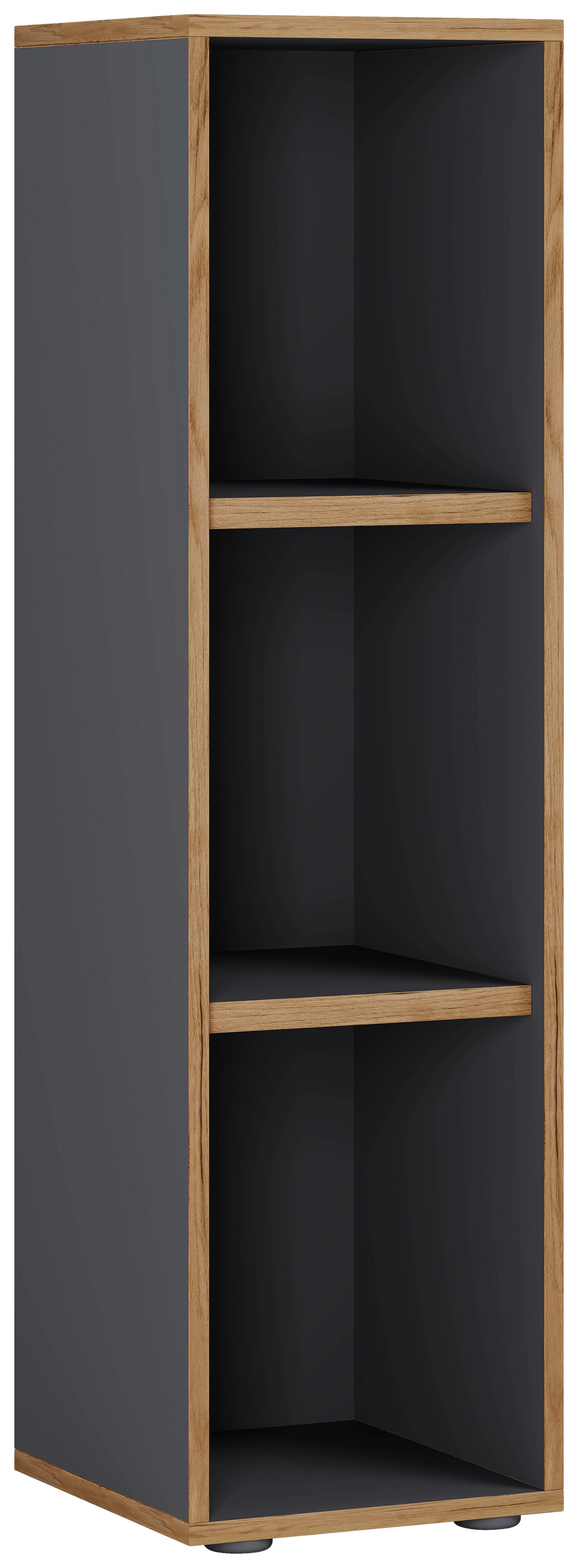 Pisarniški Regal Salia B30, Antracit, Barva Hrasta - črna/medeni hrast, Design, umetna masa/leseni material (30/110/33cm) - MID.YOU