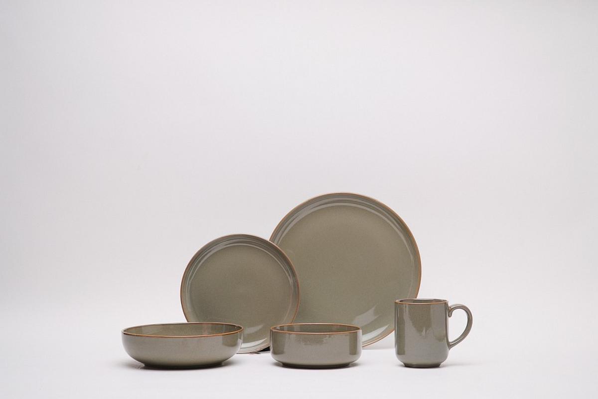 SERWIS OBIADOWO-ŚNIADANIOWY MARBELLA - brązowy, Trend, ceramika - Novel