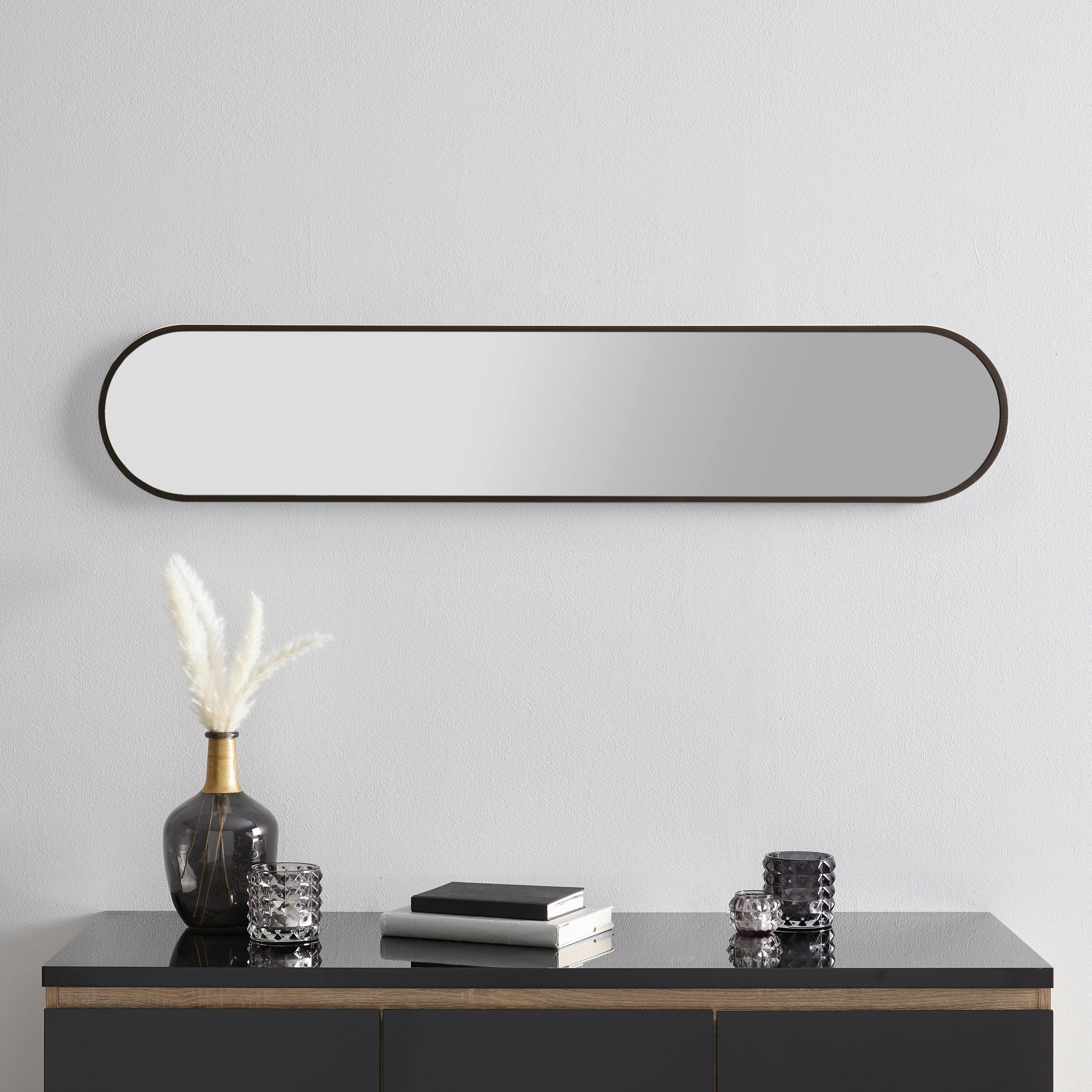 Oglindă MONI - negru, Modern, plastic/sticlă (20/101cm) - Modern Living