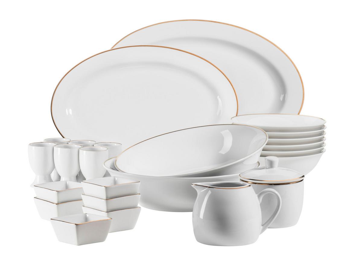 SET DE VAISSELLE 931735, GOLDRAND - Weiss/Goldfarben, Basics, Keramik (39/34/28cm) - Mäser