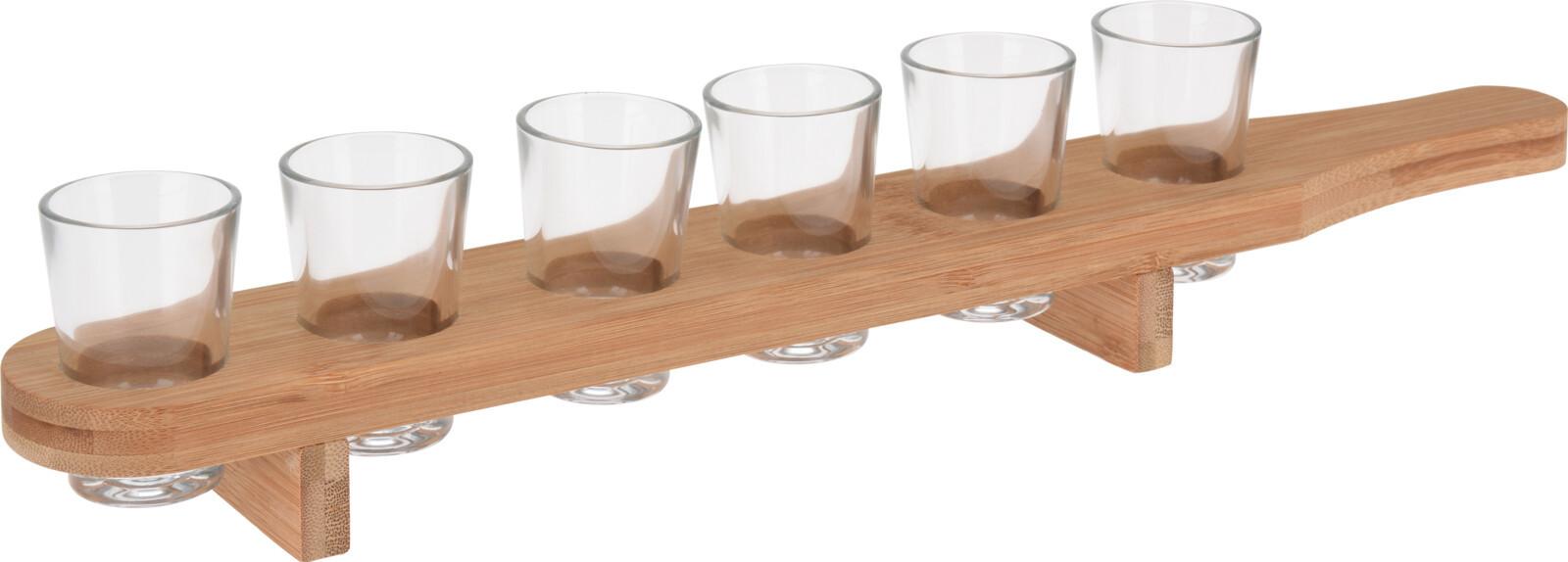 Schnaps-Gläserset Jaki in Braun - Braun, ROMANTIK / LANDHAUS, Glas/Holz (45/7,5/7,5cm)