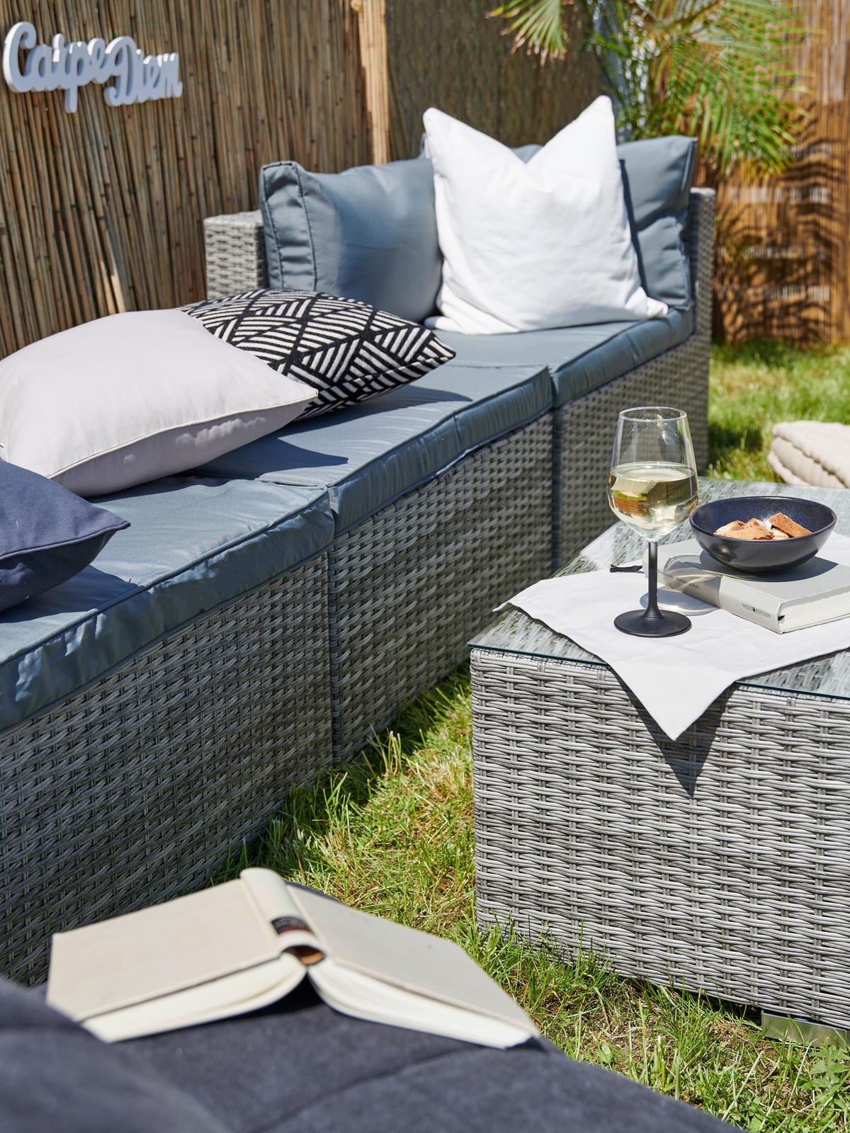 Loungegarnitur Parga in Grau - Grau, Modern, Glas/Kunststoff - Mömax