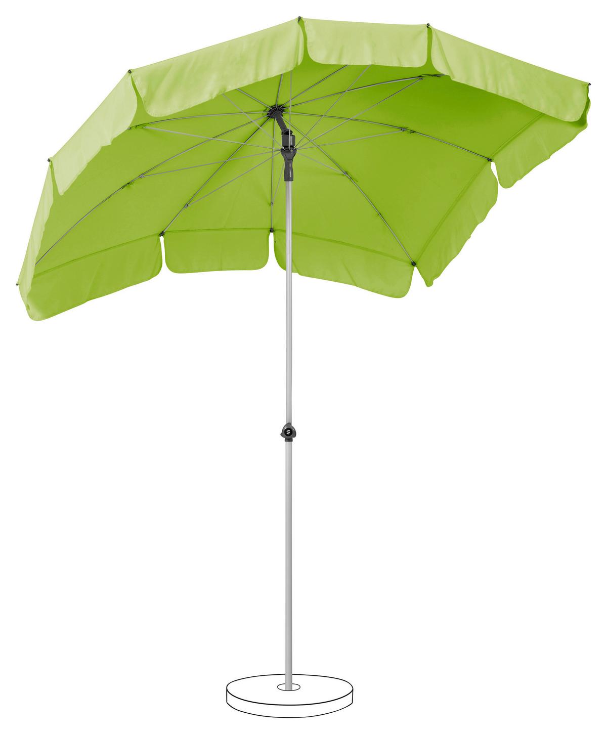 Sonnenschirm Siesta Hellgrün ca. 180x130cm - Alufarben/Hellgrün, Basics, Kunststoff/Metall (180/130cm) - Suncomfort by Glatz