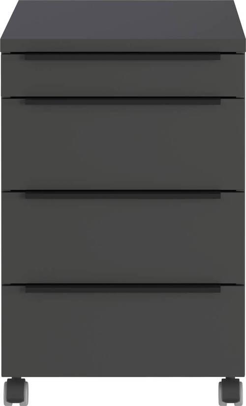 Rollcontainer Ribera Graphitfarben - Graphitfarben/Schwarz, Modern, Holzwerkstoff/Kunststoff (42/63/60cm) - Premium Living