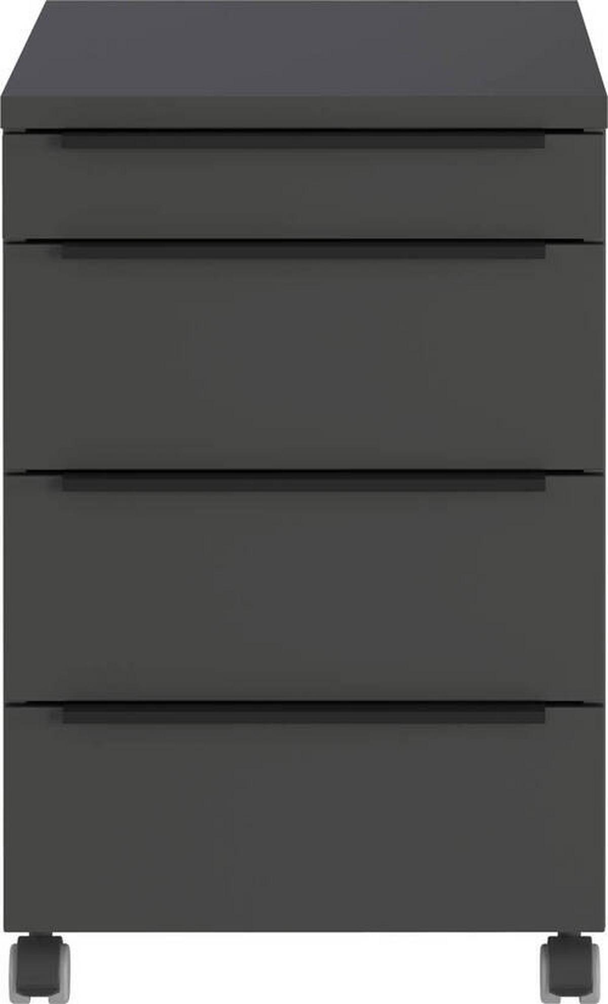 Rollcontainer Ribera Graphitfarben - Graphitfarben/Schwarz, Modern, Holzwerkstoff/Kunststoff (42/63/60cm) - Premium Living