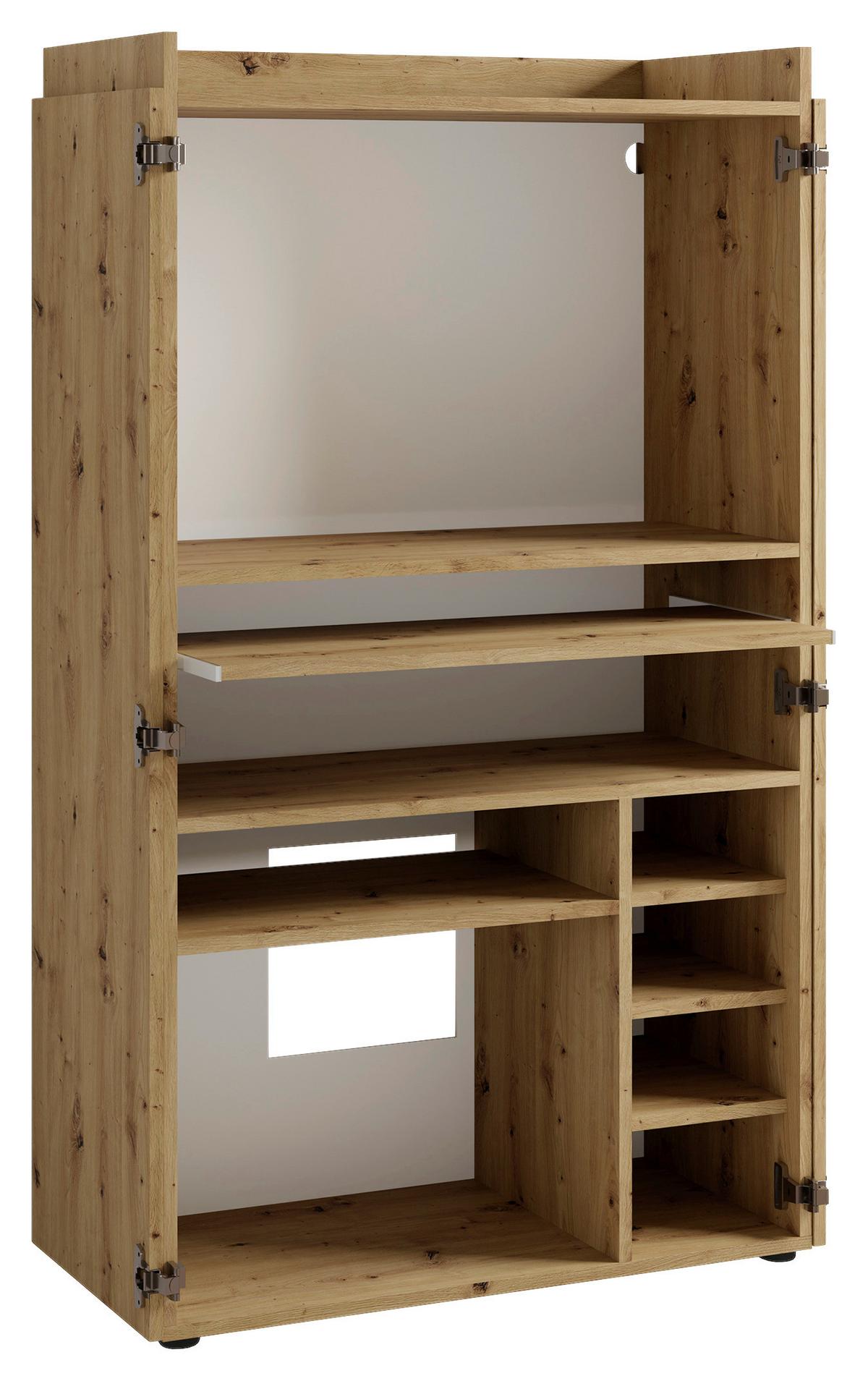 SEKRETÄR JANNE - Schwarz/Eiche Artisan, MODERN, Holzwerkstoff/Kunststoff (80/40/141cm) - MID.YOU