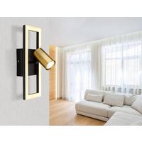 LED-Wandleuchte Marrie Schwarz/Messing max. 12 Watt - Messingfarben/Opal, Design, Kunststoff/Metall (13/15/35cm) - Globo