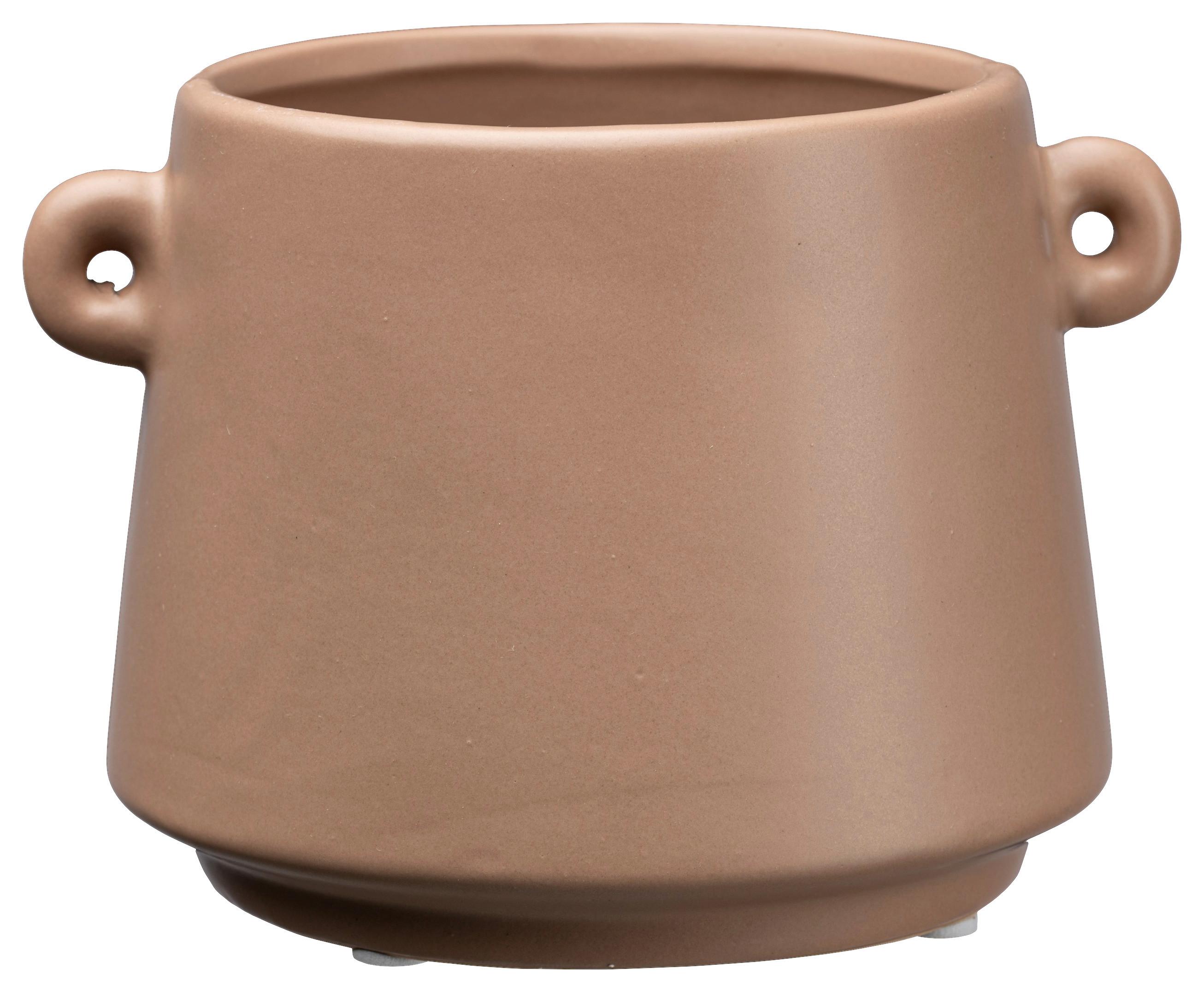 Übertopf Emma in Hellbraun - Hellbraun, Basics, Keramik (14,5/12,5/10,5cm) - Modern Living