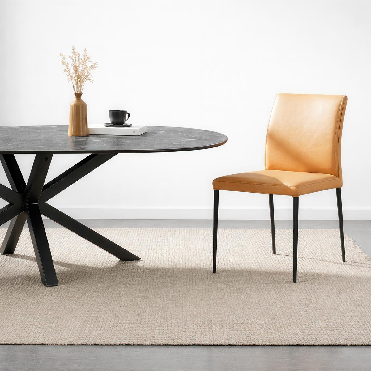 KRZESŁO ANGELO -EXKLUSIV- - czarny/pomarańczowy, Design, skóra/metal (46/87/58cm) - Johann Jakob