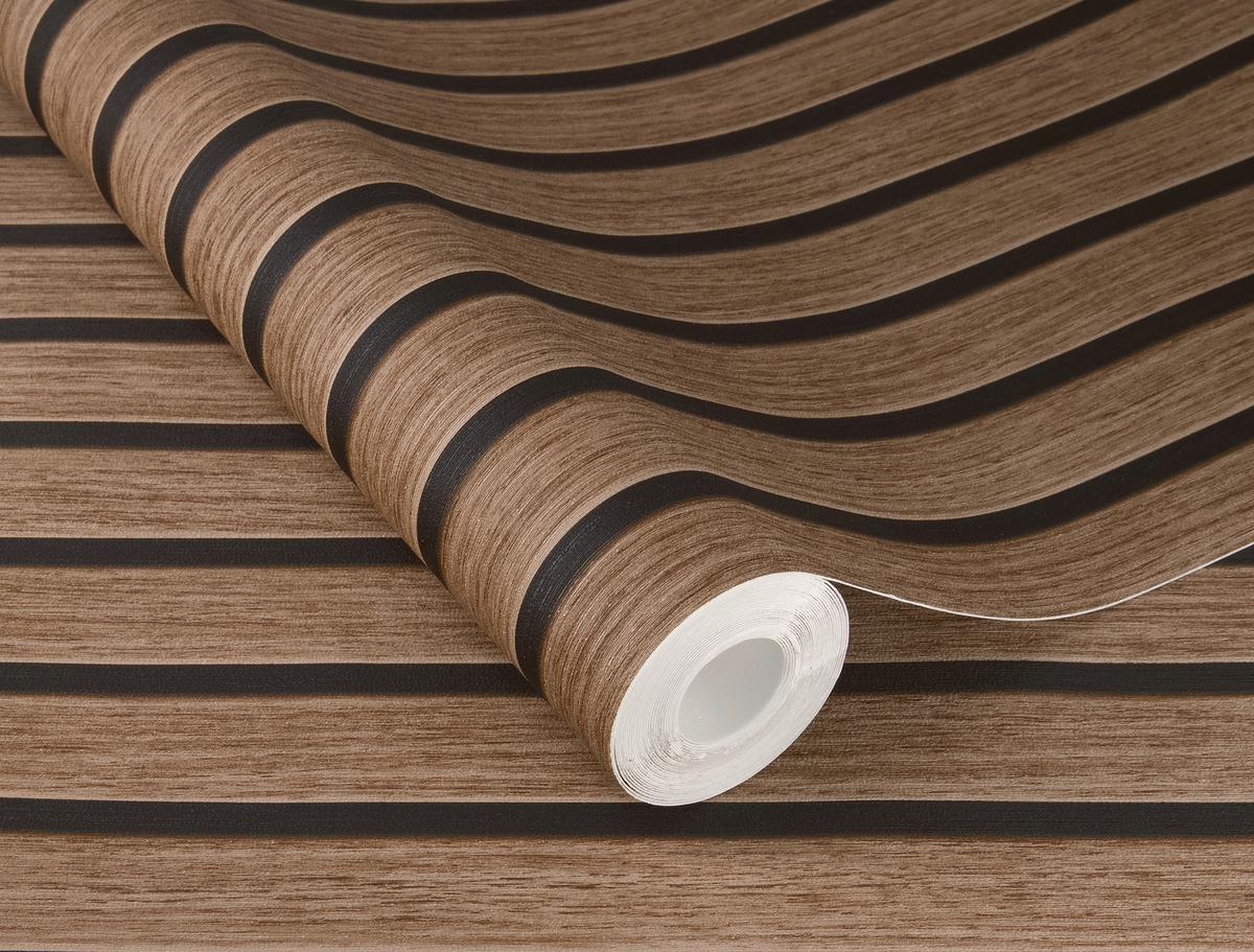 Tapete Echo Braun - Braun, Natur, Textil (600/53cm) - Tesa