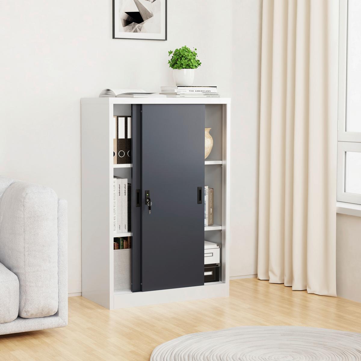 Aktenschrank Malivo - Weiss/Anthrazit, Konventionell, Metall (80/120/40cm) - MID.YOU