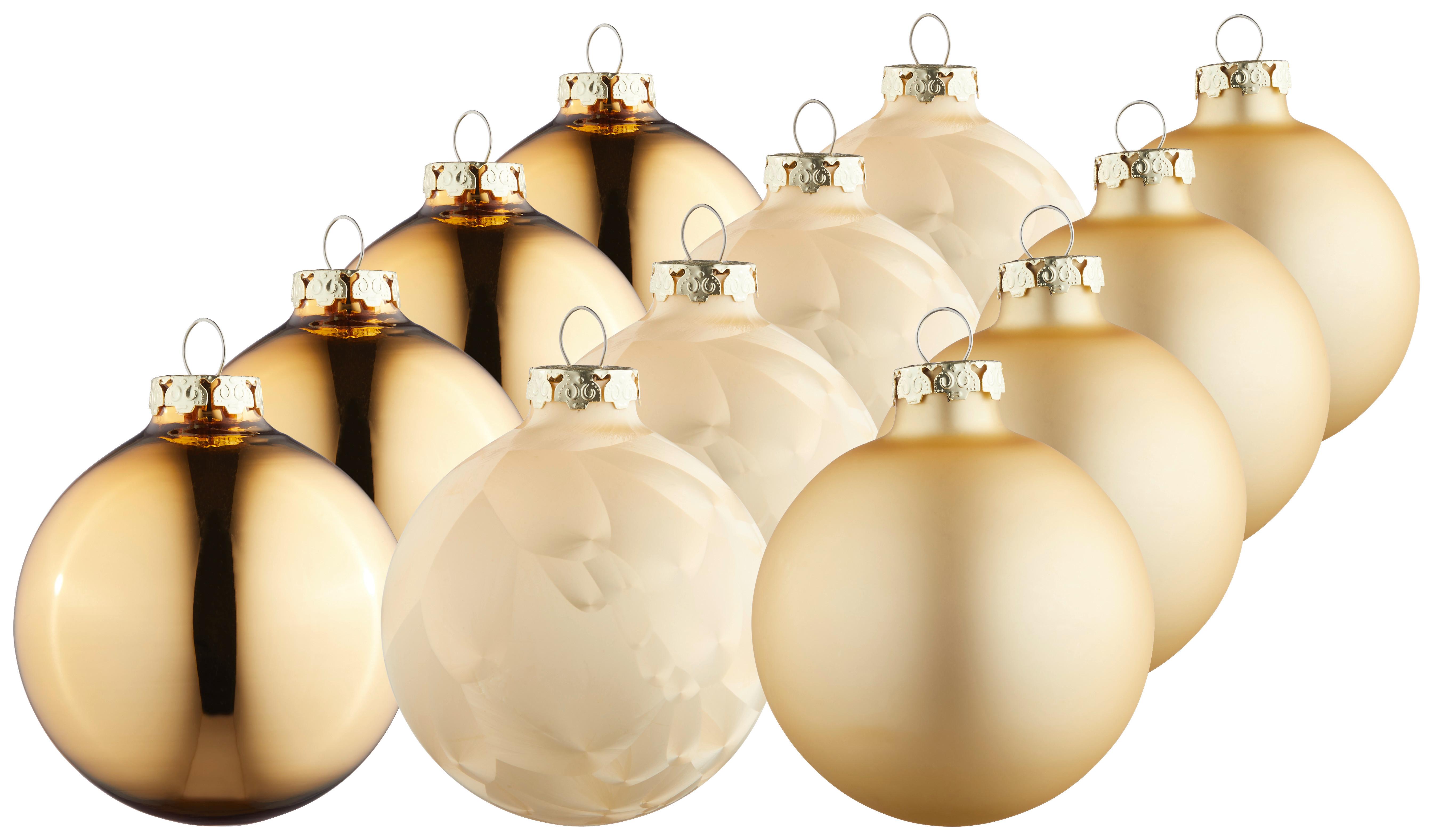 ZESTAW BOMBEK CHOINKOWYCH 812-2039-900 - kolor złoty, Basics, szkło (8cm) - X-Mas