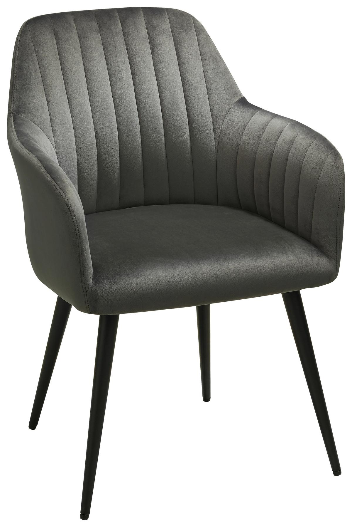KRZESŁO Z PODŁOKIETNIKAMI MARTHA -TOP- - czarny/szary, Modern, metal/tkanina (57/83,5/58cm) - Mömax
