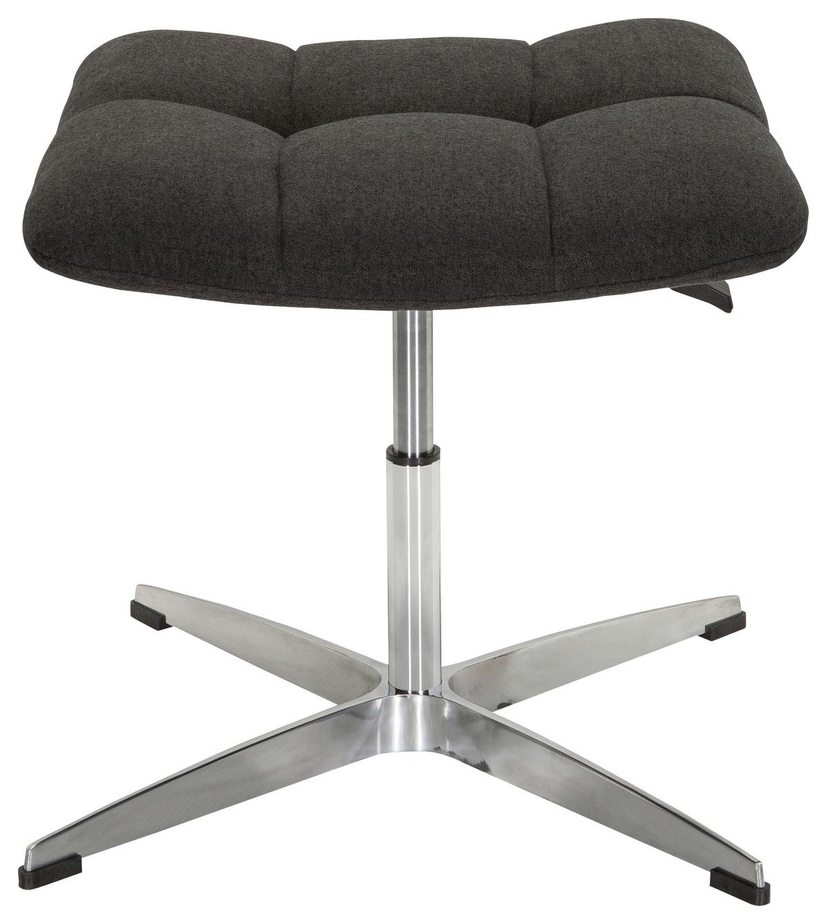 Bürohocker Saranto Schwarz - Silberfarben/Schwarz, MODERN, Textil/Metall (47/49/47cm) - MID.YOU