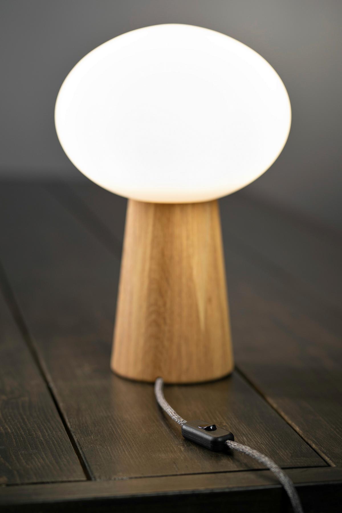 Tischleuchte Pater Table Eichefarben/Weiß max. 40 Watt - Eichefarben, Basics, Glas/Holz (25/25/37cm) - Markslöjd