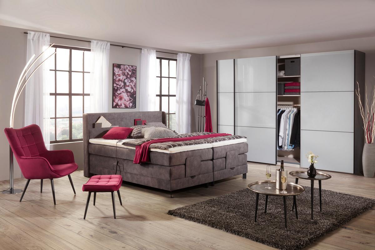 Schwebetürenschrank in Grau - Schwarz, MODERN, Glas/Holzwerkstoff (298/222/68cm) - Premium Living